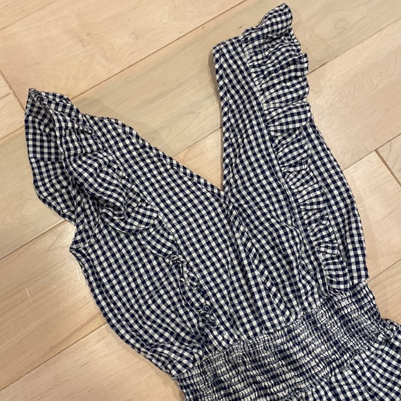 Little Girl's Angel Hand Smocked Dress - Cotton Seersucker Summer Dress With Ruffle Sleeves